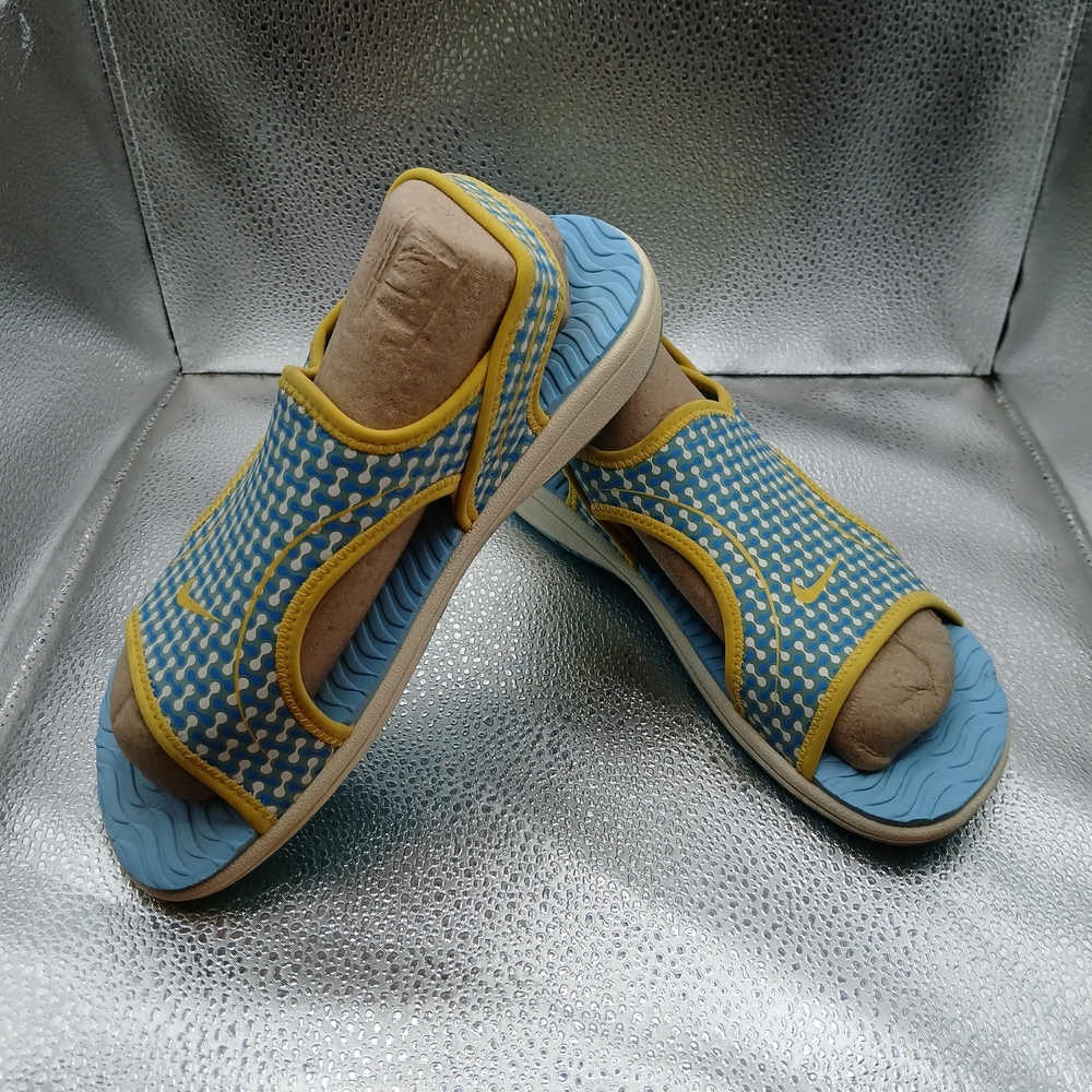 Nike Blue and Yellow Slide Water Sandals Kids Size 2.5